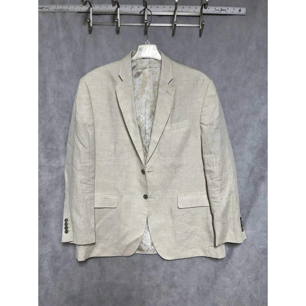 Tasso Elba Blazer Men 50R Beige Linen 2B Island Casual Academia Coat Luxury XXL